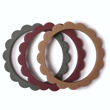 Mushie Silicone Teething Bracelets, Thyme/Berry/Natural